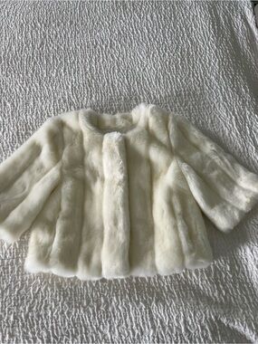 Calvin Klein Ivory Faux Fur Coat
